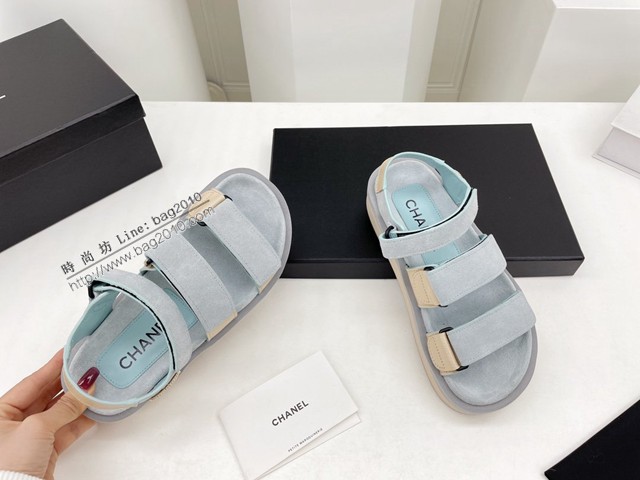 Chanel香奈兒2022春夏新款松糕厚底沙灘涼鞋 頂級版本女士休閒涼鞋 dx2634